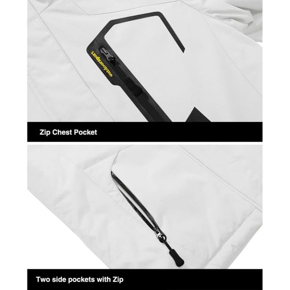 Magcomsen Men's Waterproof Fleece Lined Winter Coats Warm Snow Ski Jacket-White - Picture 5 of 7